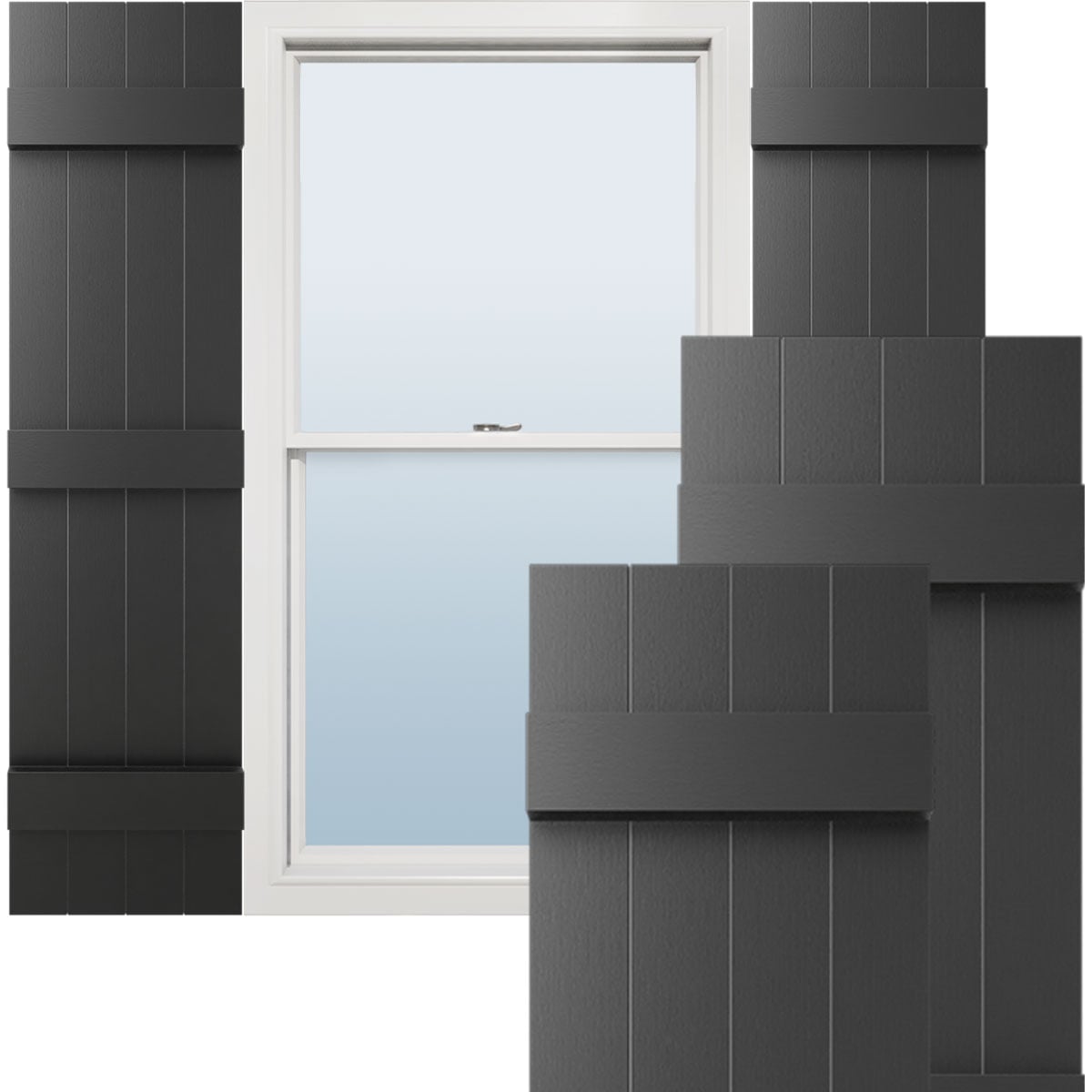 Bravada Lifetime Vinyl Four Board Joined Board-n-Batten Exterior Shutters