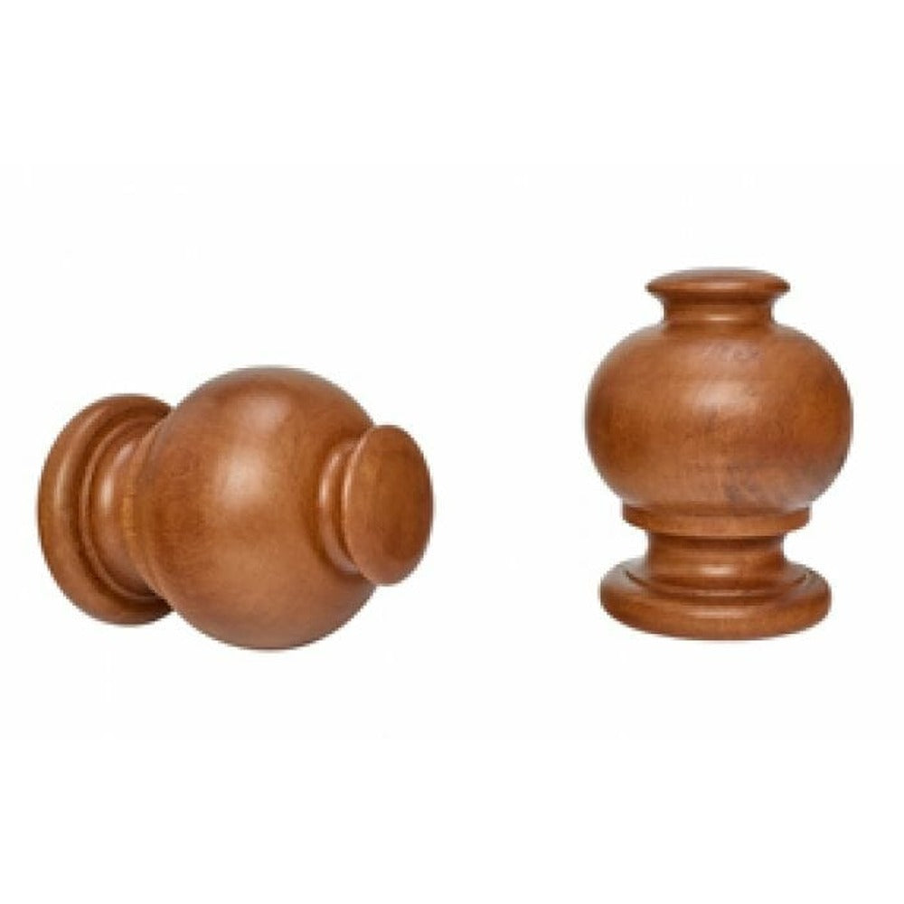 Kirsch 2" Wood Trends Button Ball Finial, Estate Oak finish