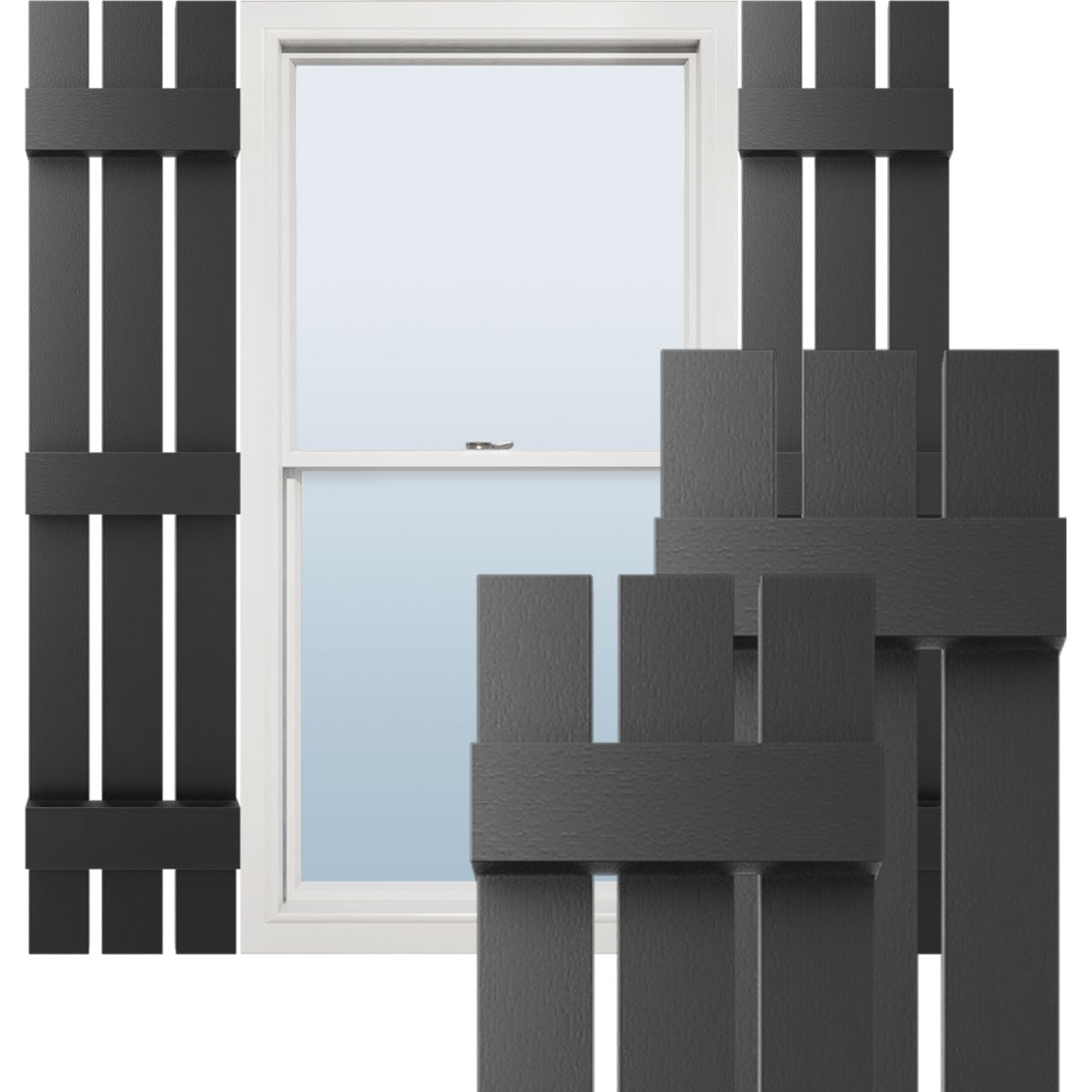 Bravada Lifetime Vinyl Three Board Spaced Board-n-Batten Exterior Shutters