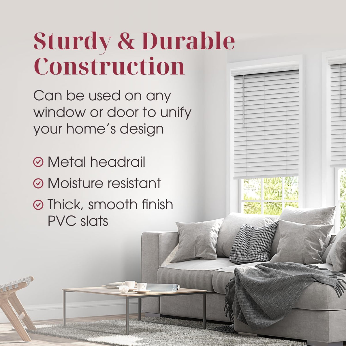 Bravada Select 2" Stock Cordless Faux Wood Blinds- White