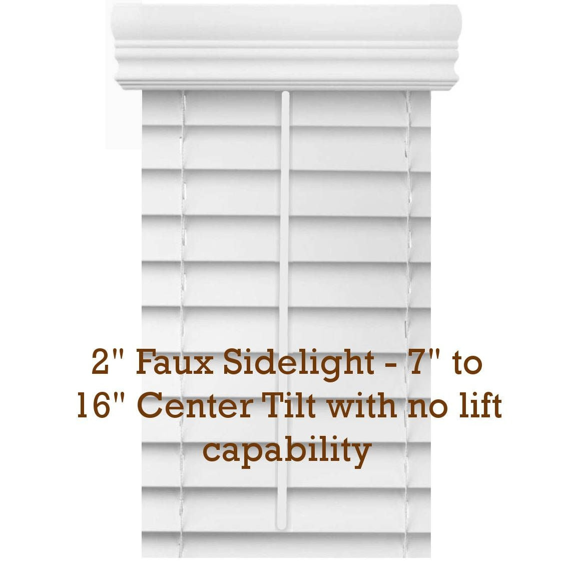 2" Premium Faux Wood Blinds - No Lift Sidelights- White, Tilt Only