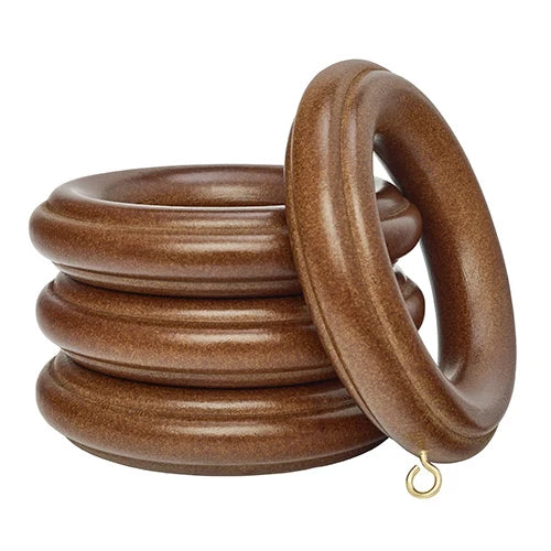 Kirsch Wood Trends Classics Rings For 2" Pole Coffee Color- Pack of 4