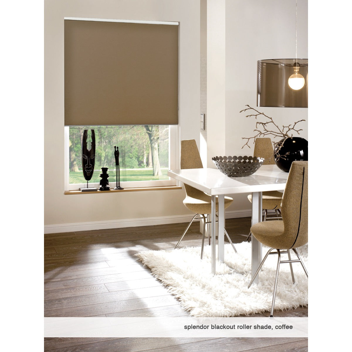 Splendor Roller Shades — Blackout — Coffee fabric swatch
