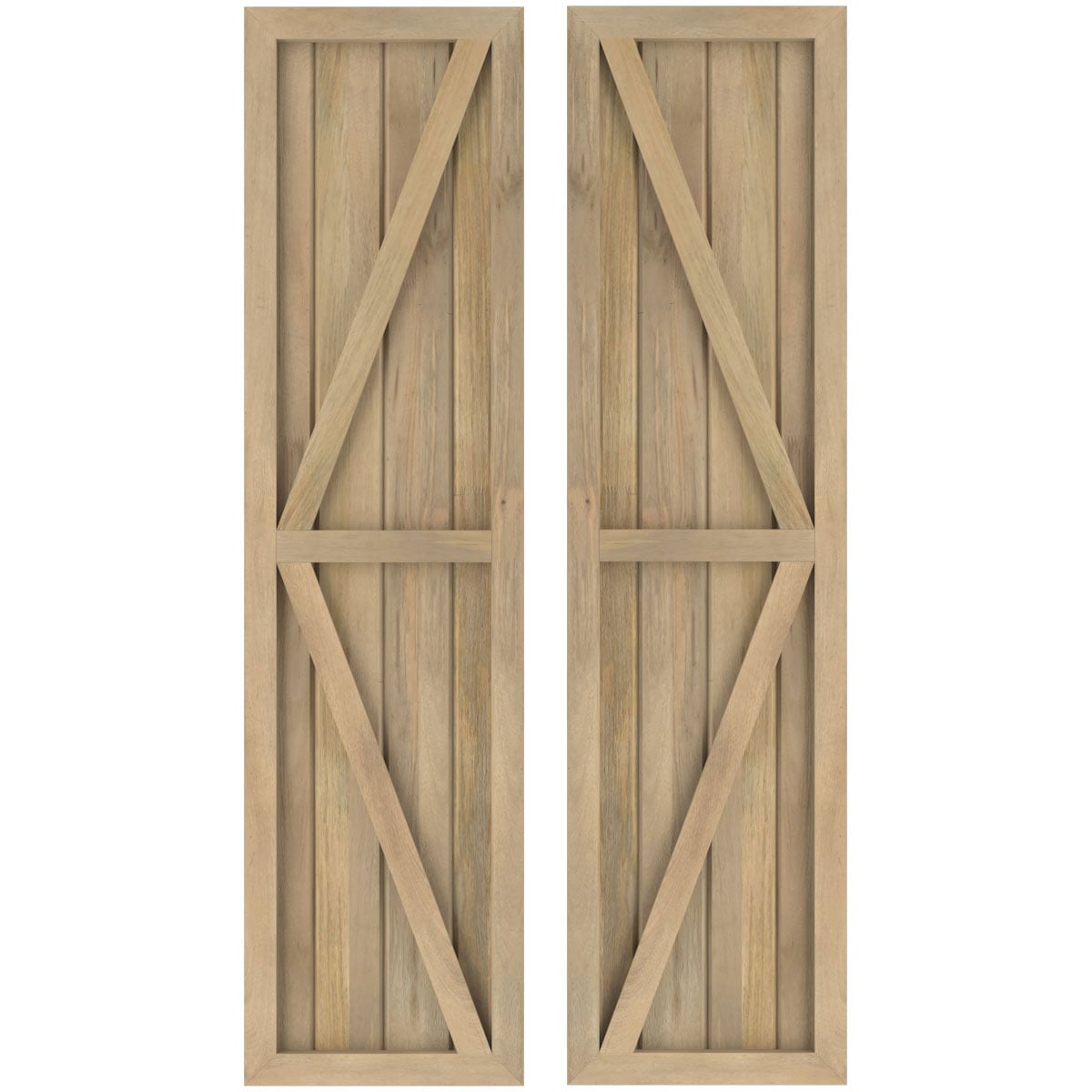 Bravada Real Wood Framed Board-n-Batten Exterior Shutters - With Z-Bar