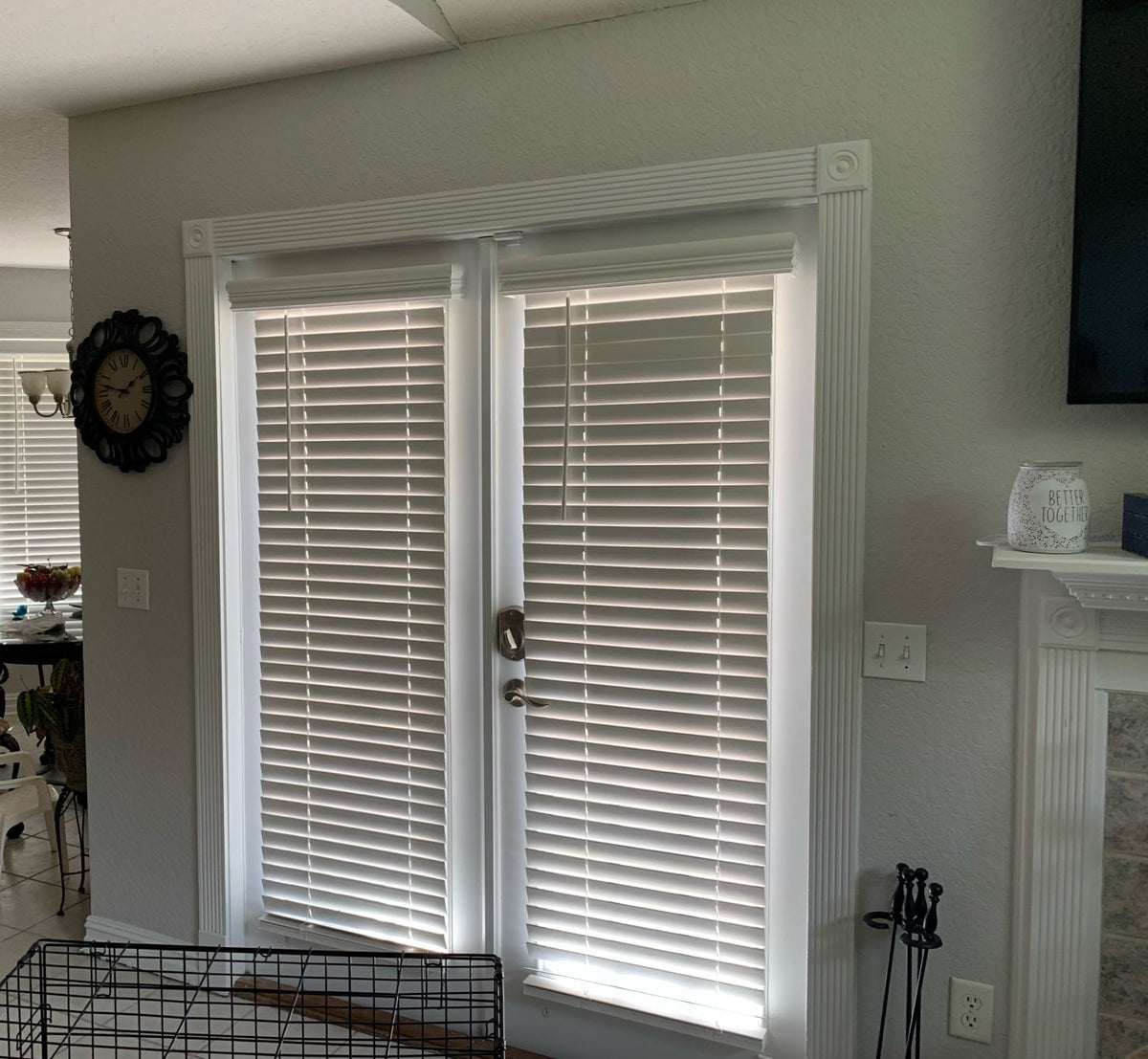 Customer installation - 2 inch faux wood blinds on French doors