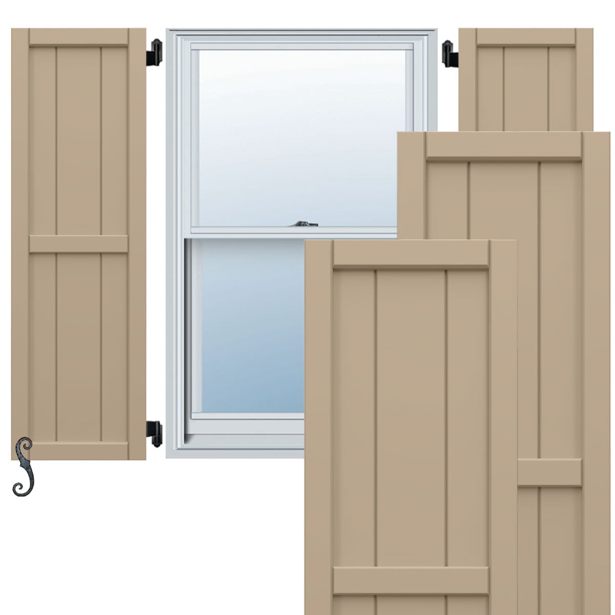 Bravada EnduraCore Composite Framed Board-n-Batten Exterior Shutters, 9x18 Primed