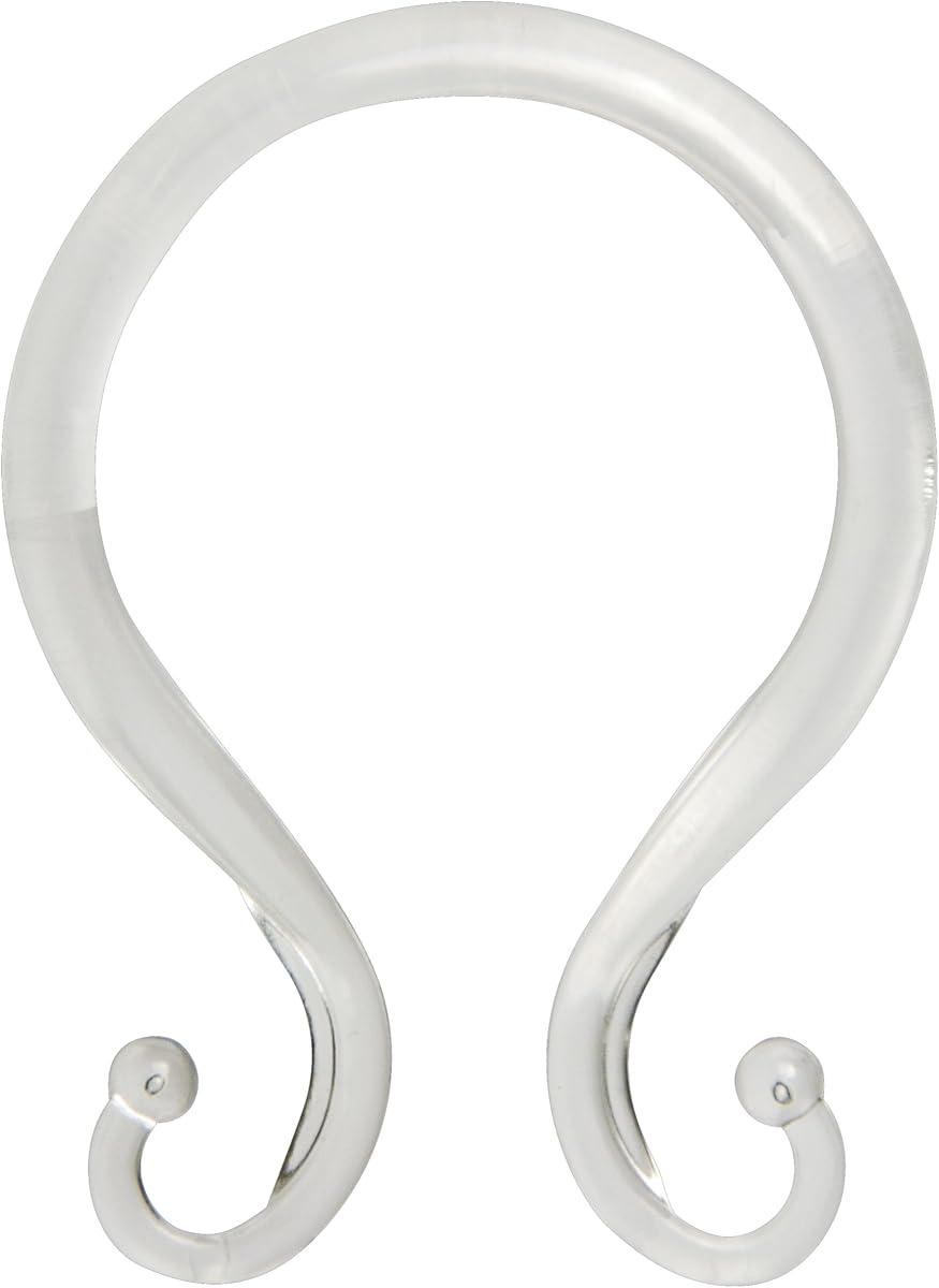 Kenney clear plastic double shower curtain hooks, set of 12