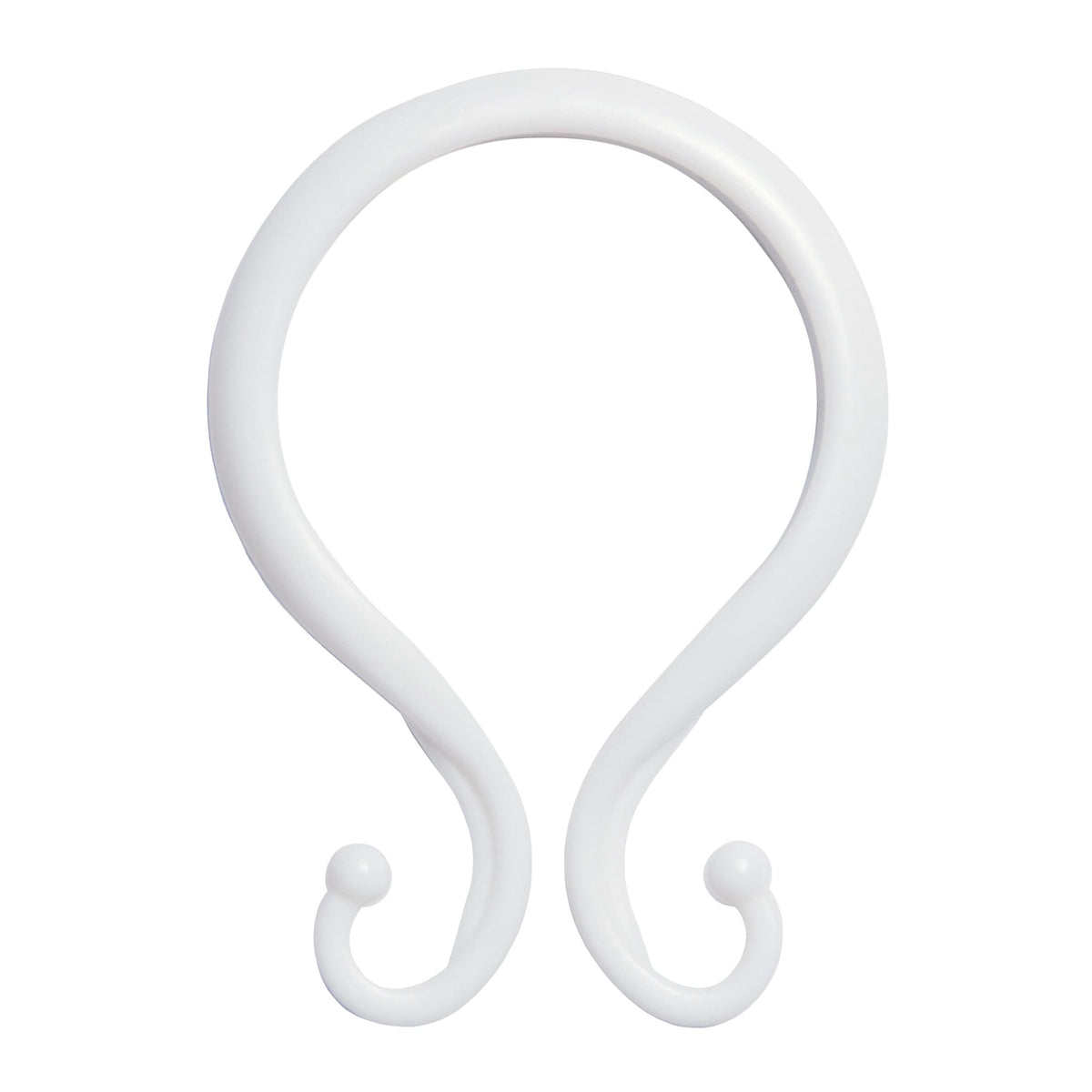 Kenney white plastic double shower curtain hooks, set of 12
