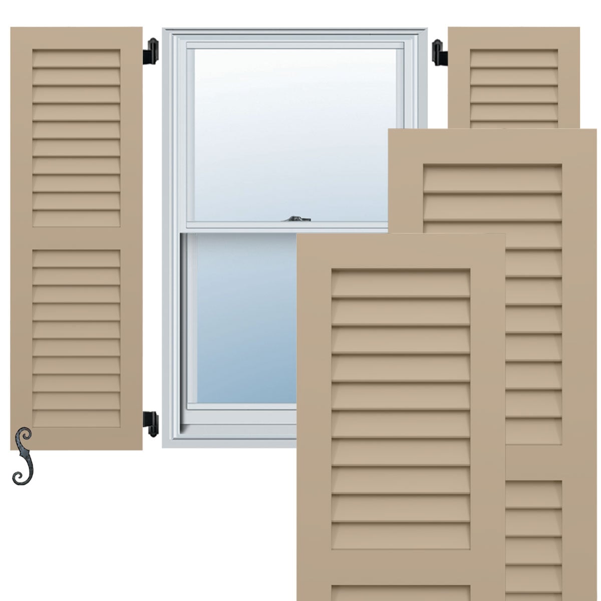 Bravada EnduraCore Composite Louver Exterior Shutters, 9x18 Primed