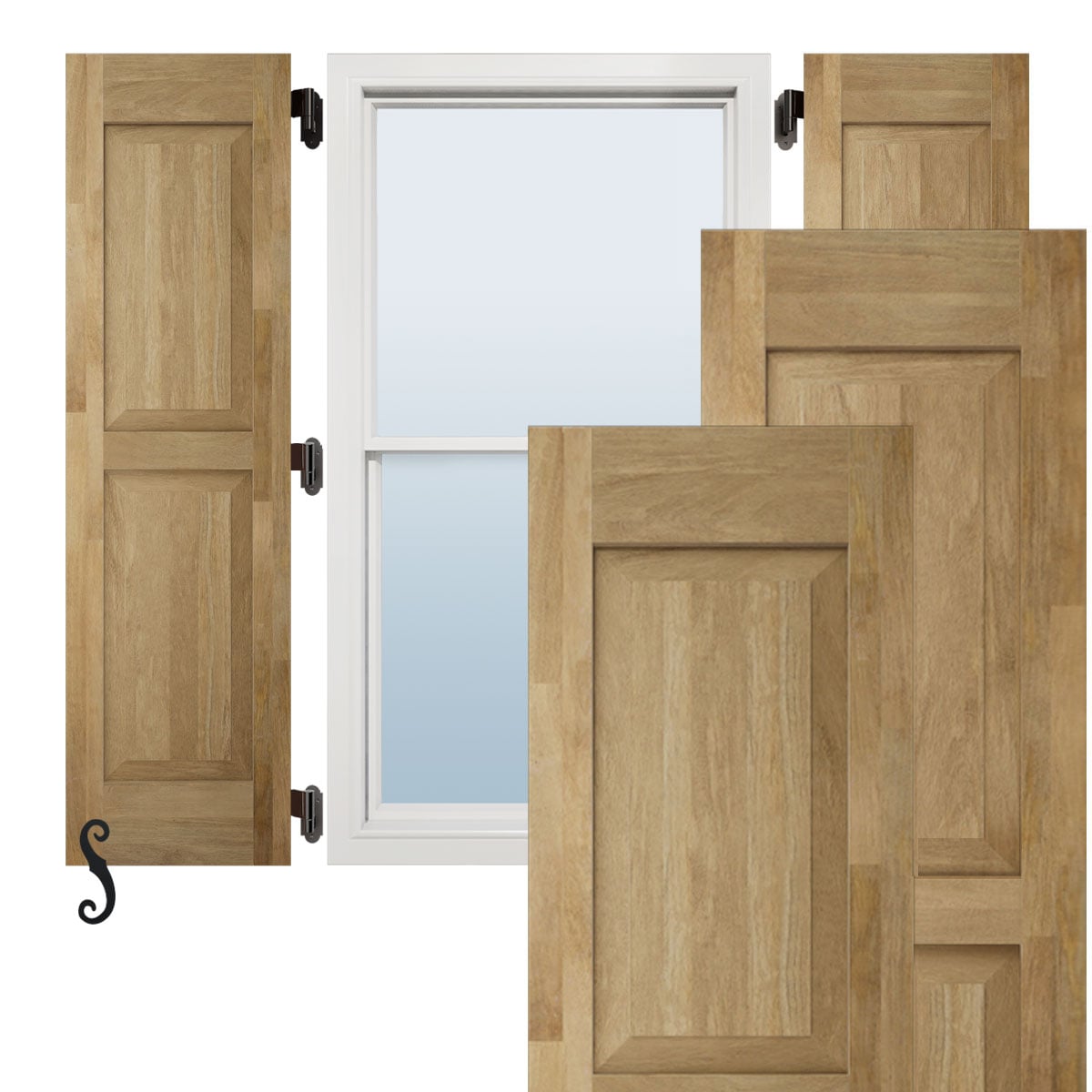 AmeriCraft Real Wood Raised Panel Exterior Shutters
