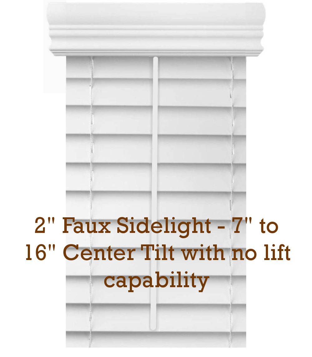 2" Premium Faux Wood Blinds - No Lift Sidelights- White, Tilt Only